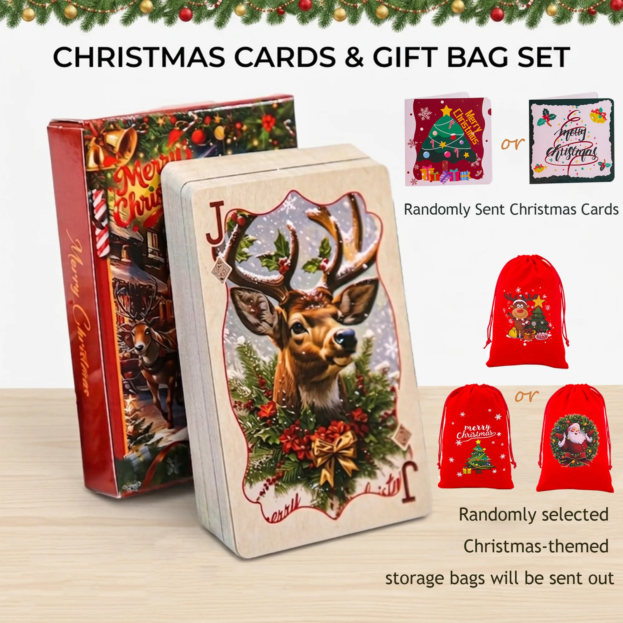 55 Christmas-themed Playing Cards Shuffle Smoothly Premium Poker, Perfect for Holiday, Game Nights A Gift for Family and Friends