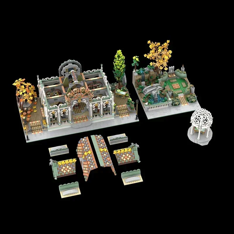 2025 moc bloco de construção modular mercado hall anel mágico filme modelo tecnologia tijolo diy montagem construir brinquedo feriado presente aniversário