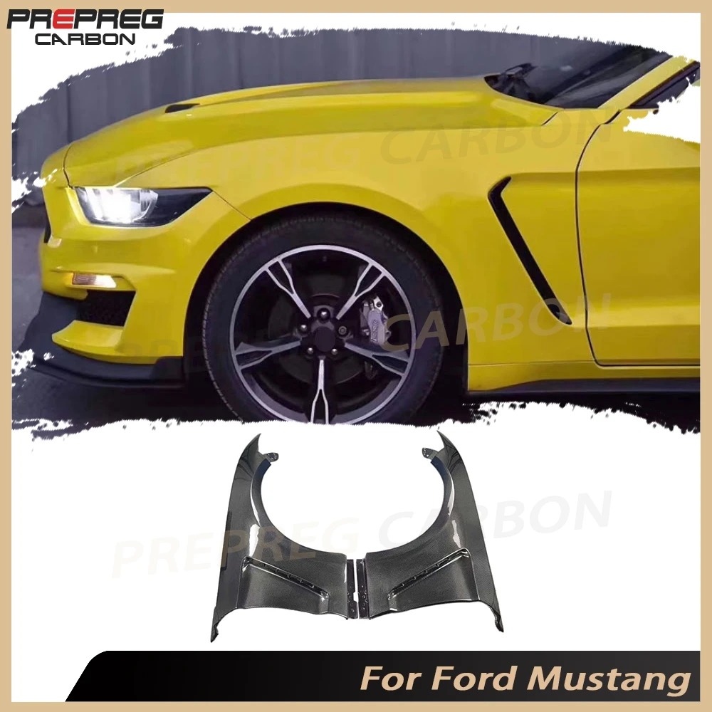 

For Ford Mustang 2018-2023 Front Vented Fender Carbon Fiber Side Fender Front Side Bumper Fins Air Vent Trims MudGuards Body Kit