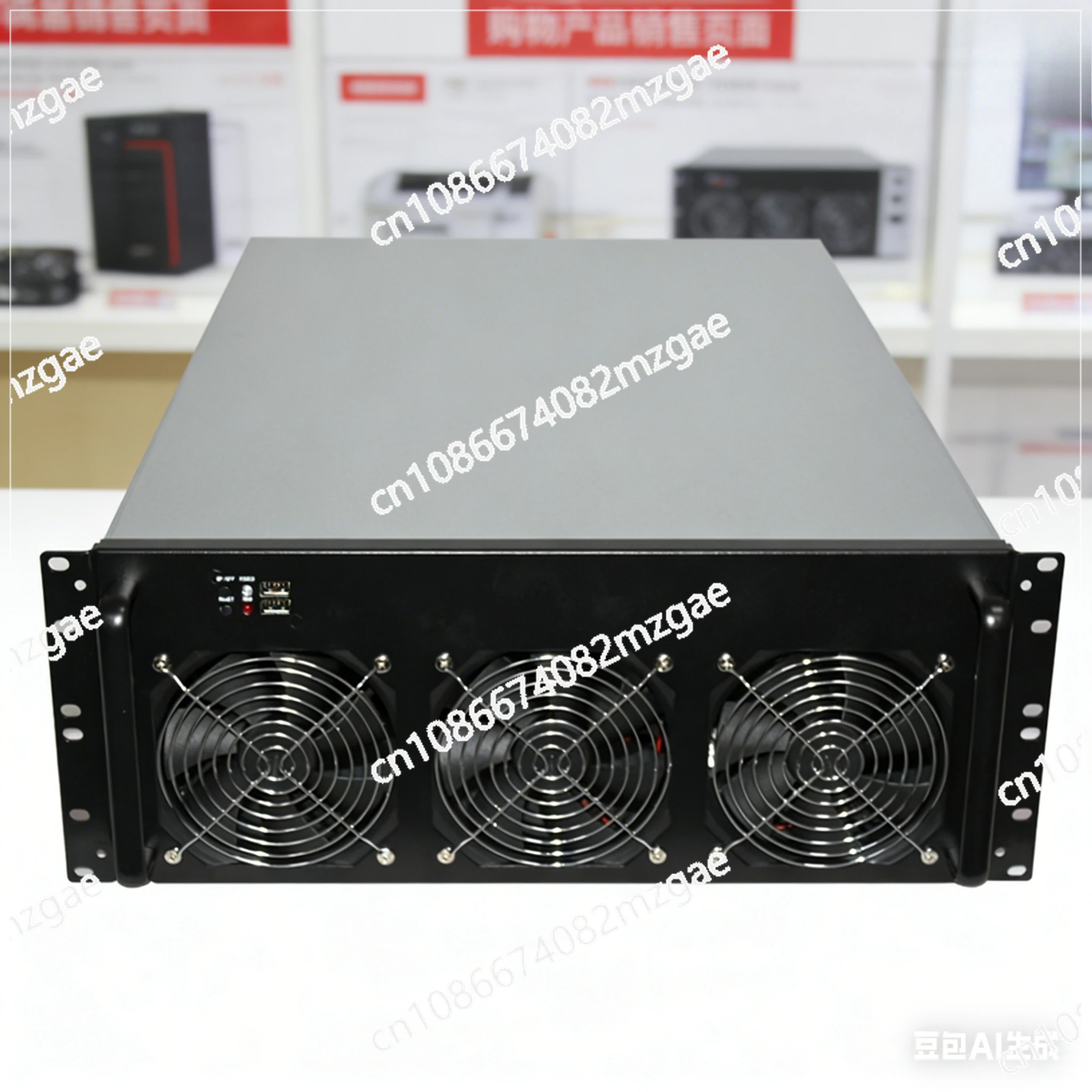 4U Rackmount Server Chassis Supports 8 GPUs, 6 Fans, ATX Power Supply for Mining Rig