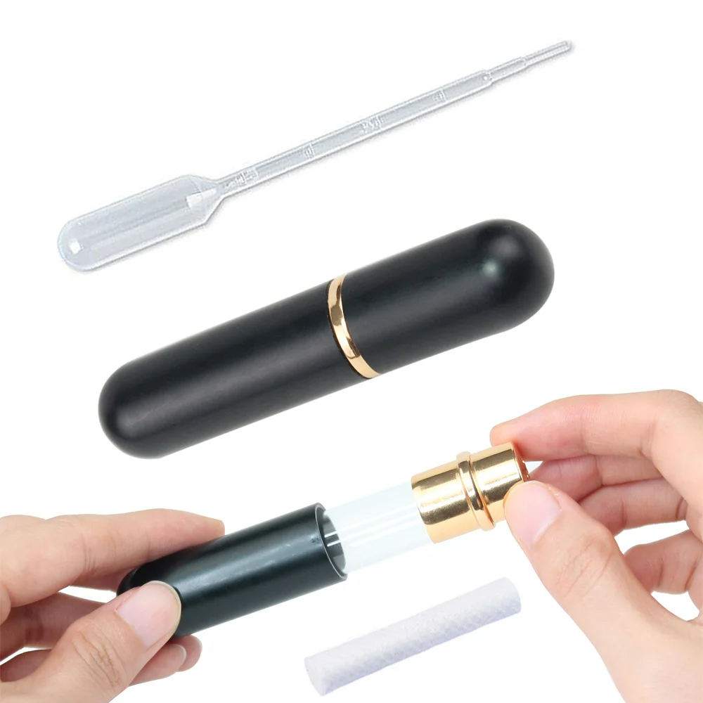 2 stücke 10 farben Metall Nasen Inhalatoren für Ätherische Öle Aromatherapie Leere Aluminium Rohre mit Ersatz Docht für reise parfüm