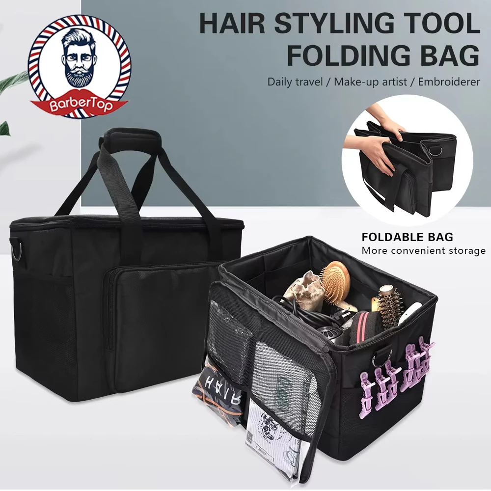 

Large Capacity Barber Fold Bag Travel Makeup Case Hairdressing Salon Organizer Grooming Scissors Tools Storage Cosmetic Bag