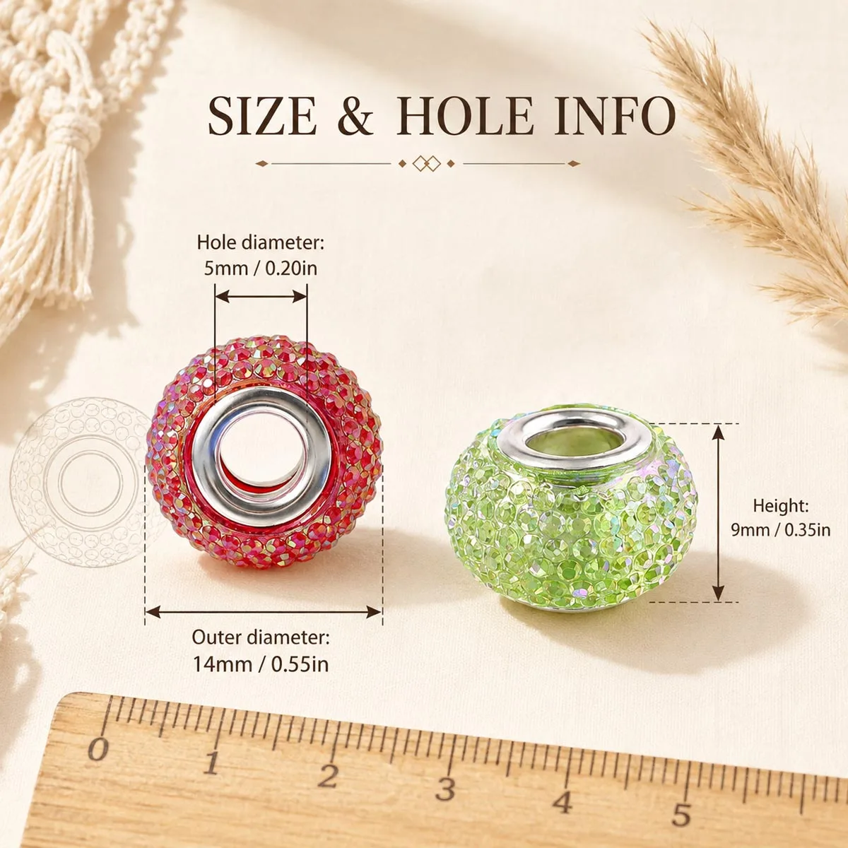 14mm 5pcs Resin Bayberry Ball Large Hole Beads Assorted Colors Spacer Loose Beads For Jewelry Making DIY Bracelets Necklace