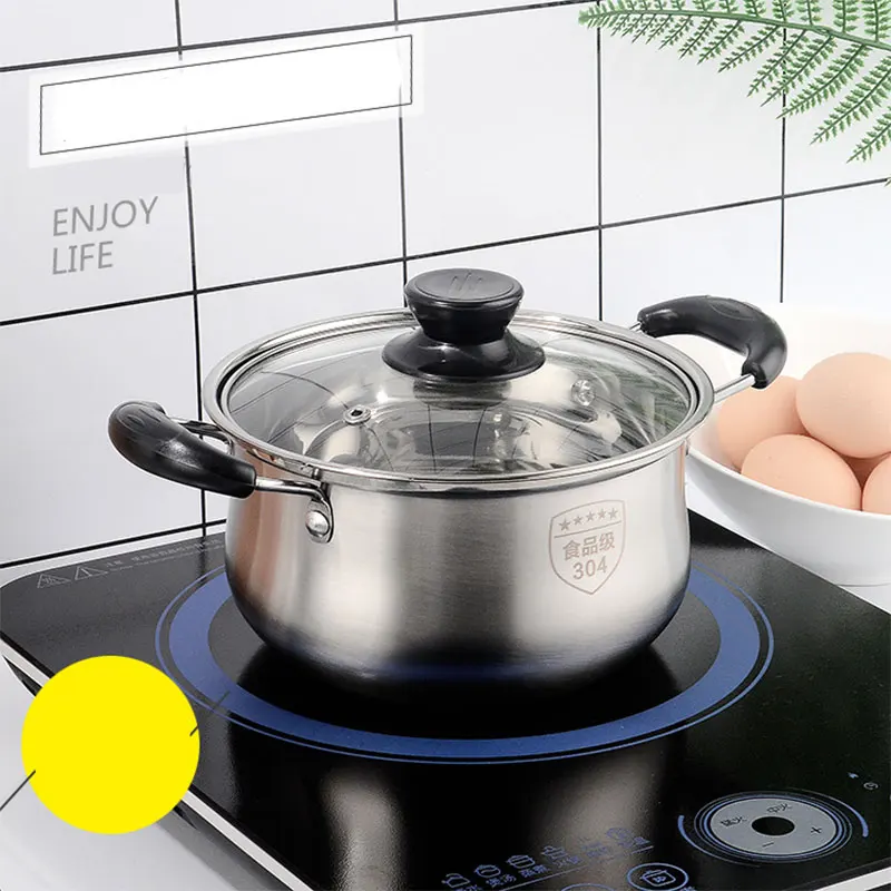 Stainless Steel Saucepan Non-stick Frying Pan With Glass Cover Cookware For Kitchen Cooking Pots Kitchenware Induction Cooker