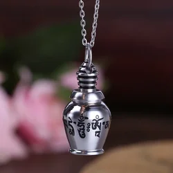 Stainless Steel Pendant Urn Necklace Six-character Mantra Gawu Box Stupa Amulet Necklaces Men Women Accessories Buddhist Jewelry