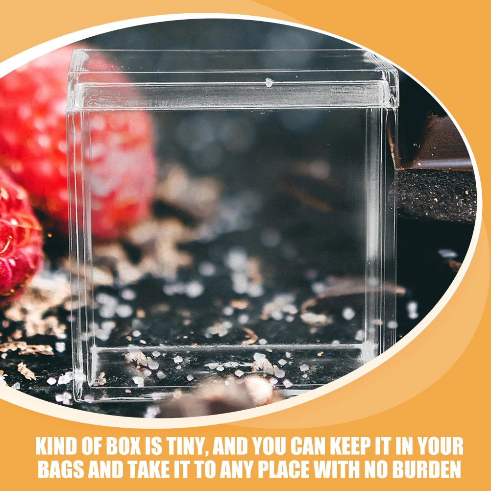 

10pcs Transparent Sealed Acrylic Box Candy Container Small Storage Cube Chocolate Jewelry Craft Square Box for Gift Decoration