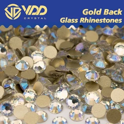 VDD 060 Moonlight High Quality SS4-SS20 Glass Rhinestones Crystal Gold Flatback Stones For DIY Nail Art Crafts Decorations