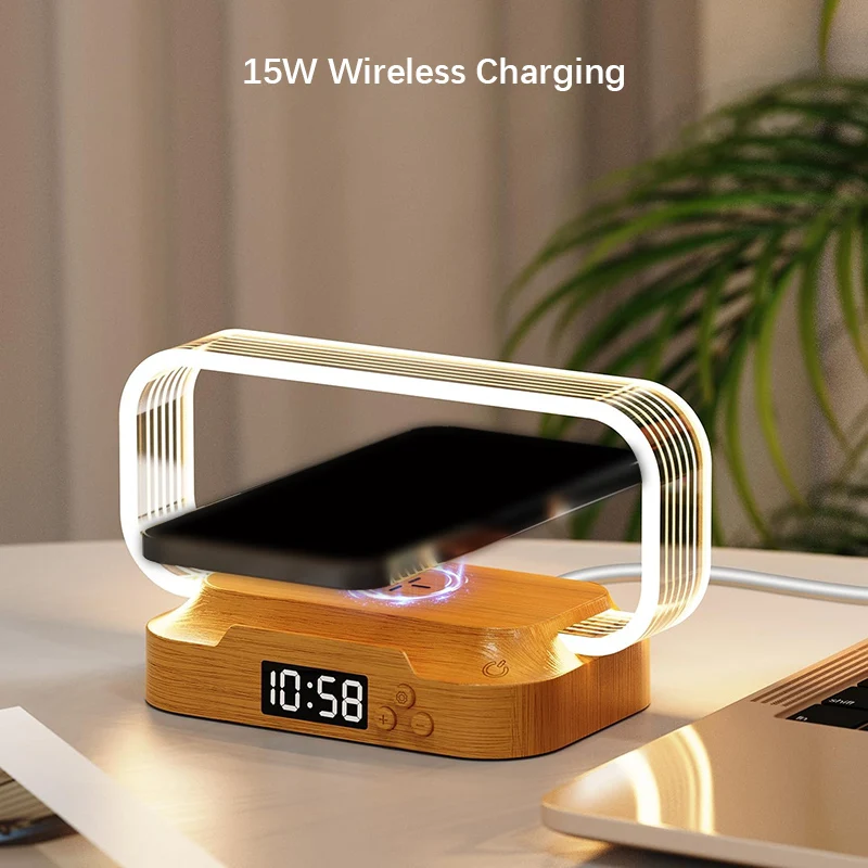 Shenzhi Tech WR06 LED Table Lamp with Digital Clock, Wireless