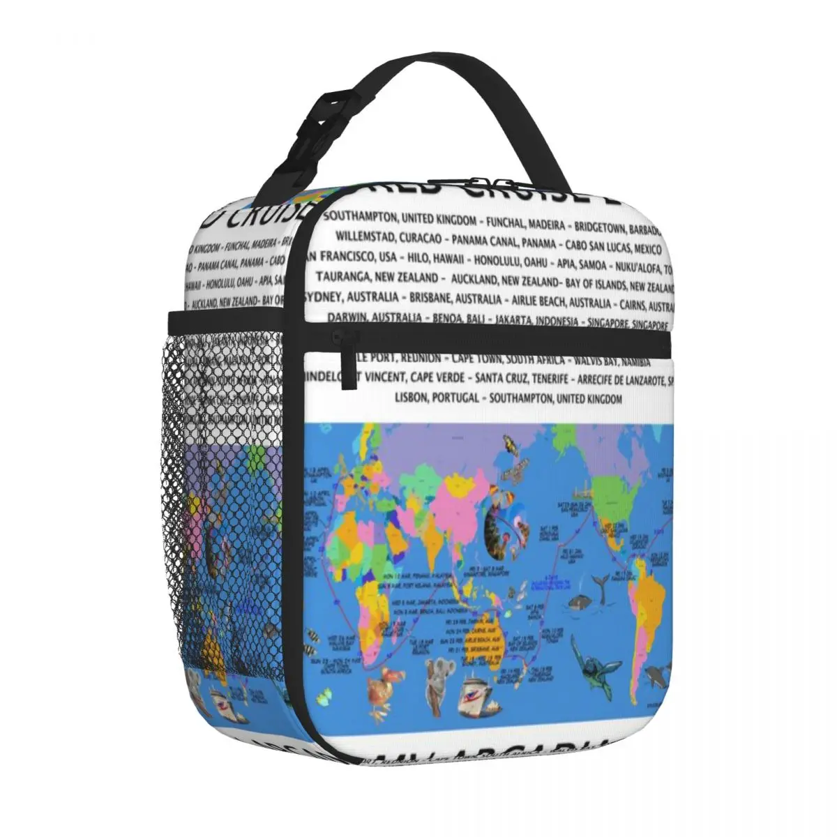 Hot Sale P O 2025 J501 WORLD CRUISE FULLY ILLUSTRATED ROUTE MAP Outdoor Style Lunch Handbag Daily Outdoor Lunch Handbag