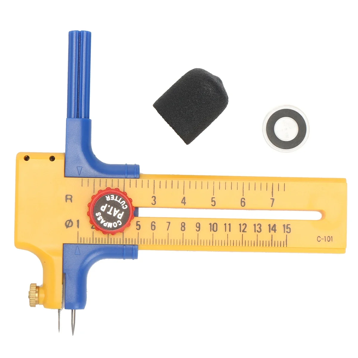 

With 6 Spare Blades Round Cutting Knife Compass Circle Cutter Adjustable 10-150mm Rubber Paper Cut Leather Tool