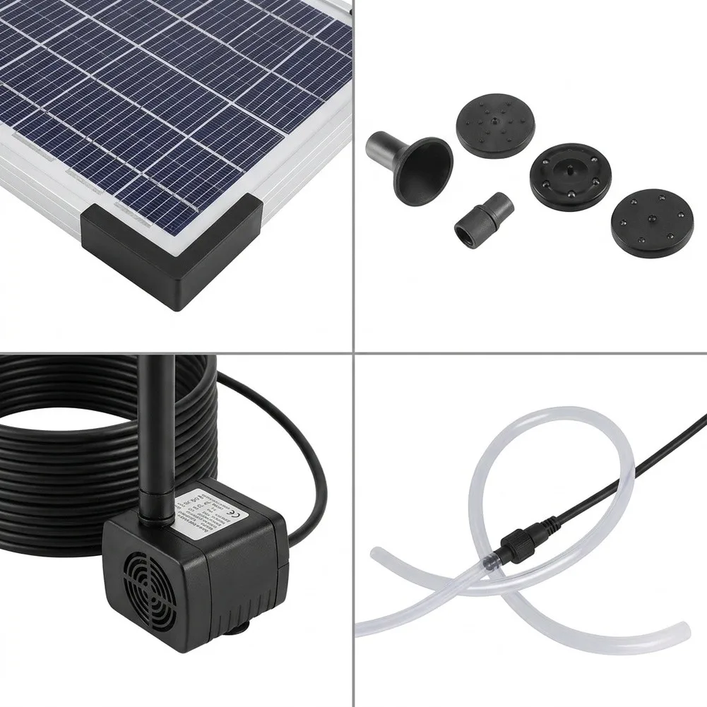 190L/h Solar Fountain Pump for Garden Water Features Pond Circulation and Aeration DC 6-12V Input 70cm Max Spray Height