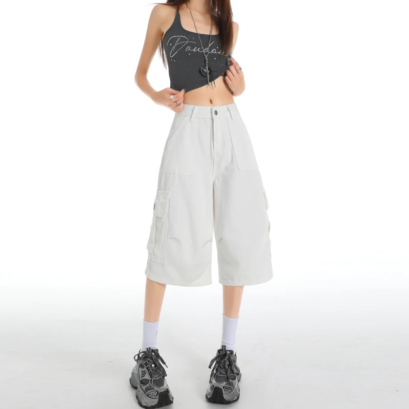 

Naughty and Playful Youthful Style Versatile Workwear Shorts White slimming vacation casual denim shorts