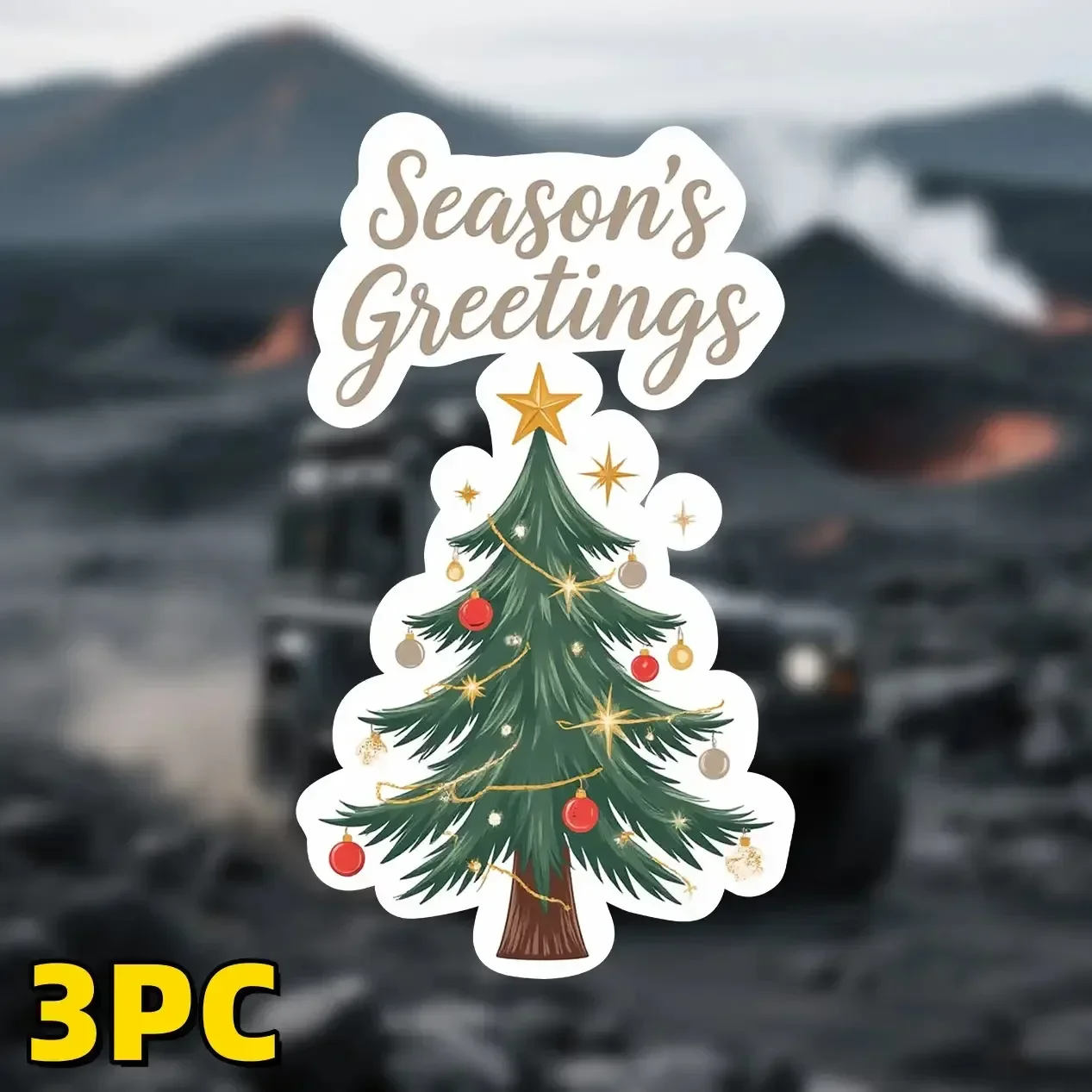 3 قطعة ملصق سيارة لدراجة نارية لموسم شجرة عيد الميلاد، ملصق شجرة مزخرف لسيارات الدراجات النارية، مركبة احتفالية #2