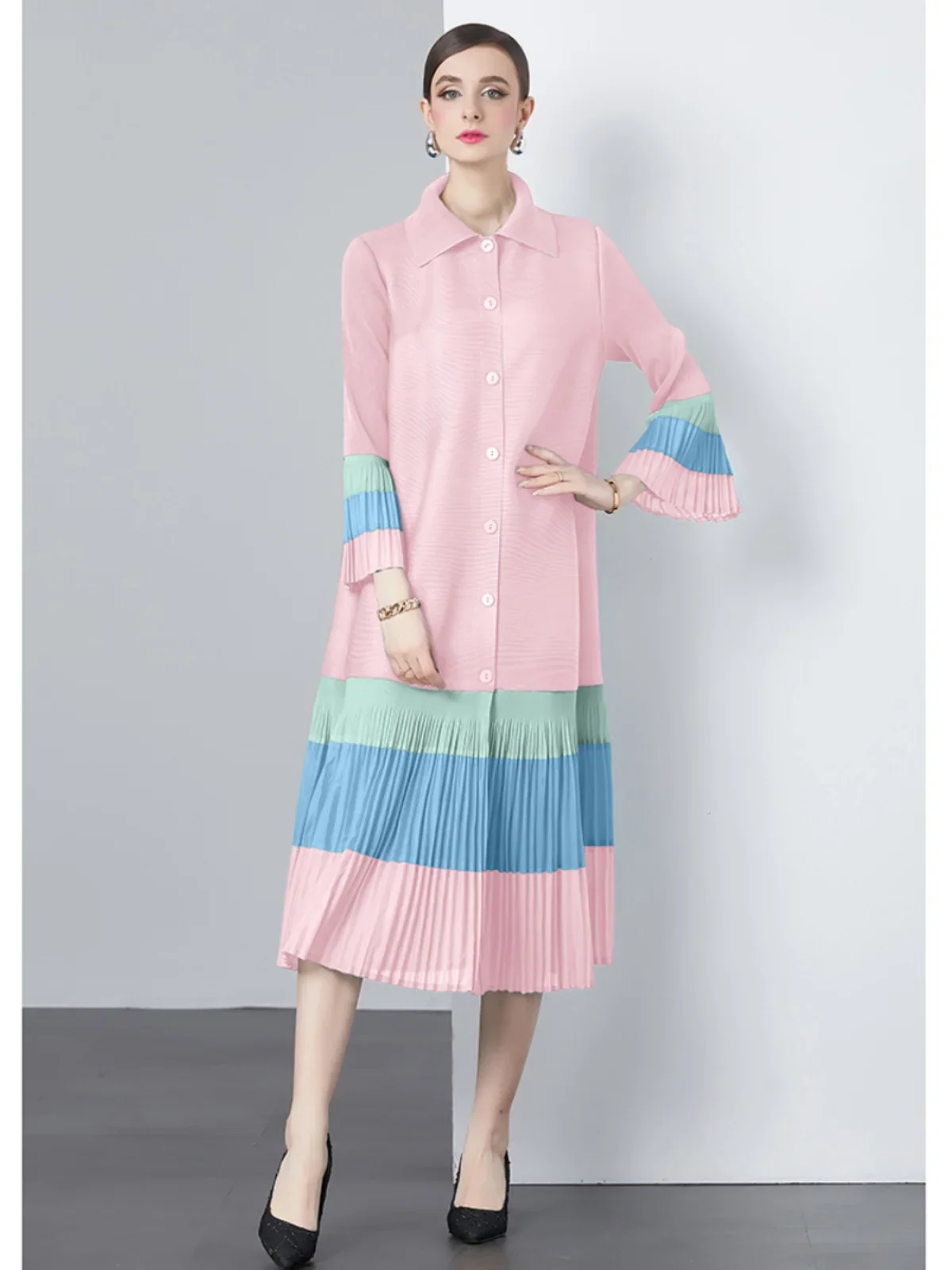 Miyake Pleated Chiffon Splicing Organ Pleated Dress Niche Mother Clothing Age Reduction Waist Versatile Summer Clothing