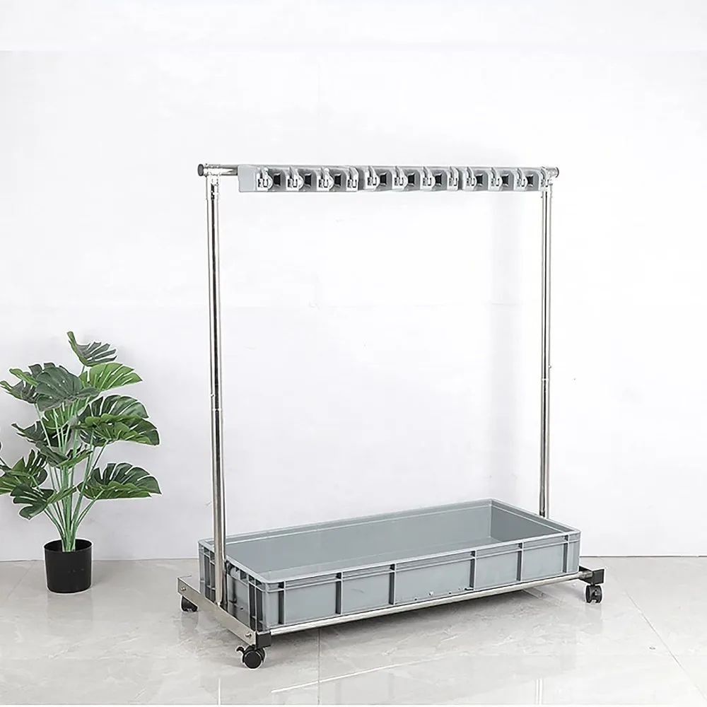 

Portable Mop and Cleaning Tools Cart with Umbrella Stand and Wet Mop Storage Rack