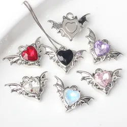 10pcs Alloy Fashion Wings Inlaid Color Heart Shape Pendant Accessories DIY Handmade Earrings Necklace Bracelet Accessories Craft