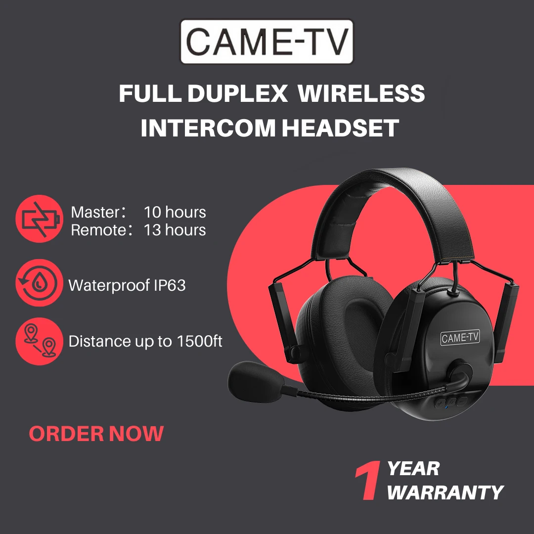 CAME-TV Kuminik8 1.9G Dual Ear Duplex Digital Wireless Headset Foldable 14 Pack Intercom  Wireless Transmission communicator