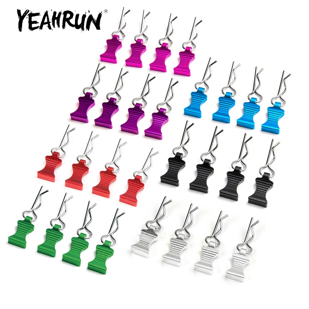 

YEAHRUN 4Pcs R-type Body Clips with Aluminum Mount for TRX-4 Axial SCX10 1/8 1/10 1/12 RC Crawler Car Parts Accessories