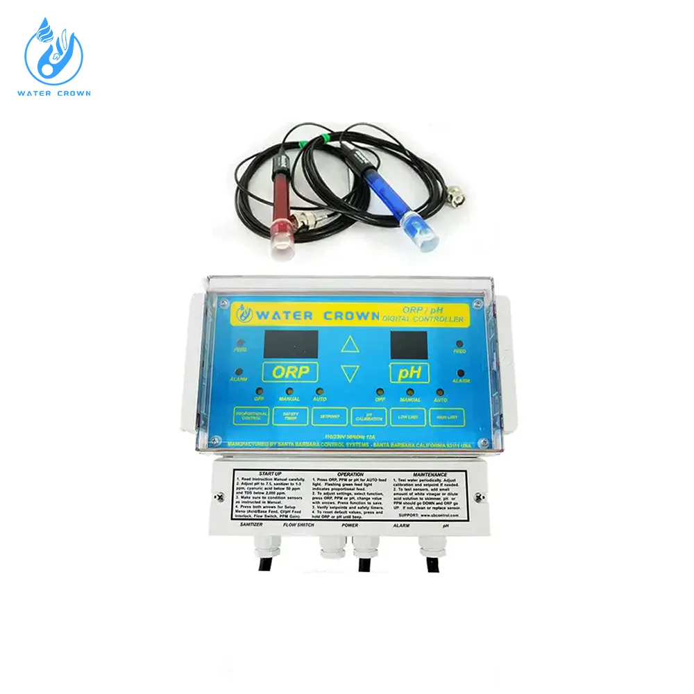 Pool Automatic Monitoring System and Water Testing Controller pH and Chlorine Detector Pool Tool Water Crown