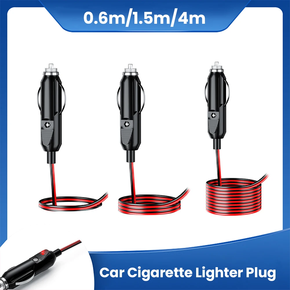 12 فولت 24 فولت سيارة ولاعة السجائر التوصيل ذكر موصل مع سلك الطاقة 20A تنصهر ولاعة السجائر المقبس مع سلك 0.6 متر 1.5 متر 4 متر #1