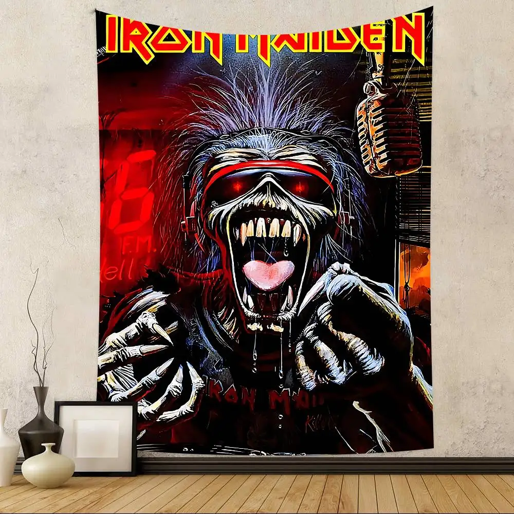 I-Iron Band M-Maiden Theme พื้นหลังผ้า Happy Birthday Party Baby Shower อุปกรณ์ตกแต่งแบนเนอร์การถ่ายภาพ Props