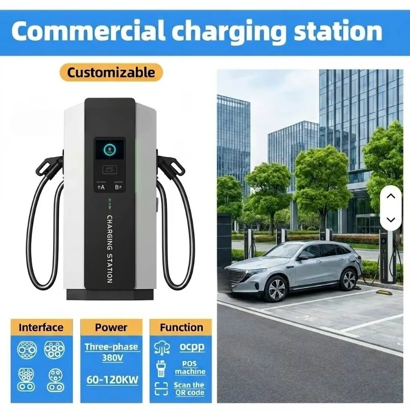 New Smart EV Solution LANGR 80kW DC Fast Charging Station with Liquid Cooling and IP55 Protection for Public Parking