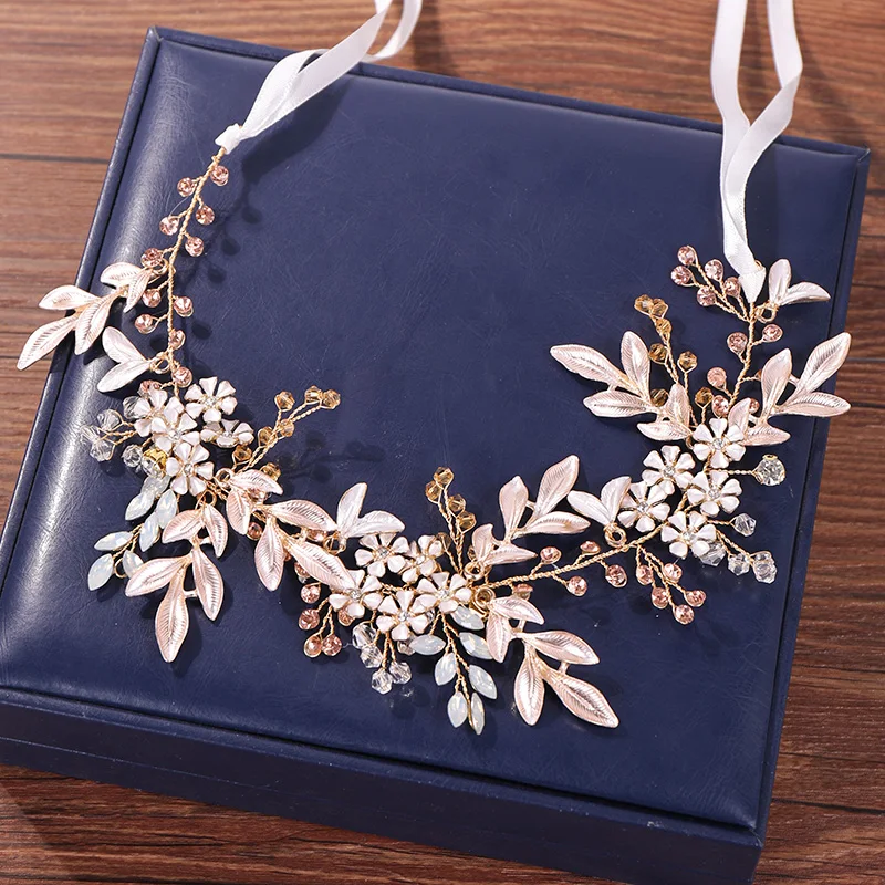 Wedding Headpiece Gold Tiaras Hair Vines Bridal Women Hairbands Hair Accessories Silver Color Headbands Flower Hair Jewelry