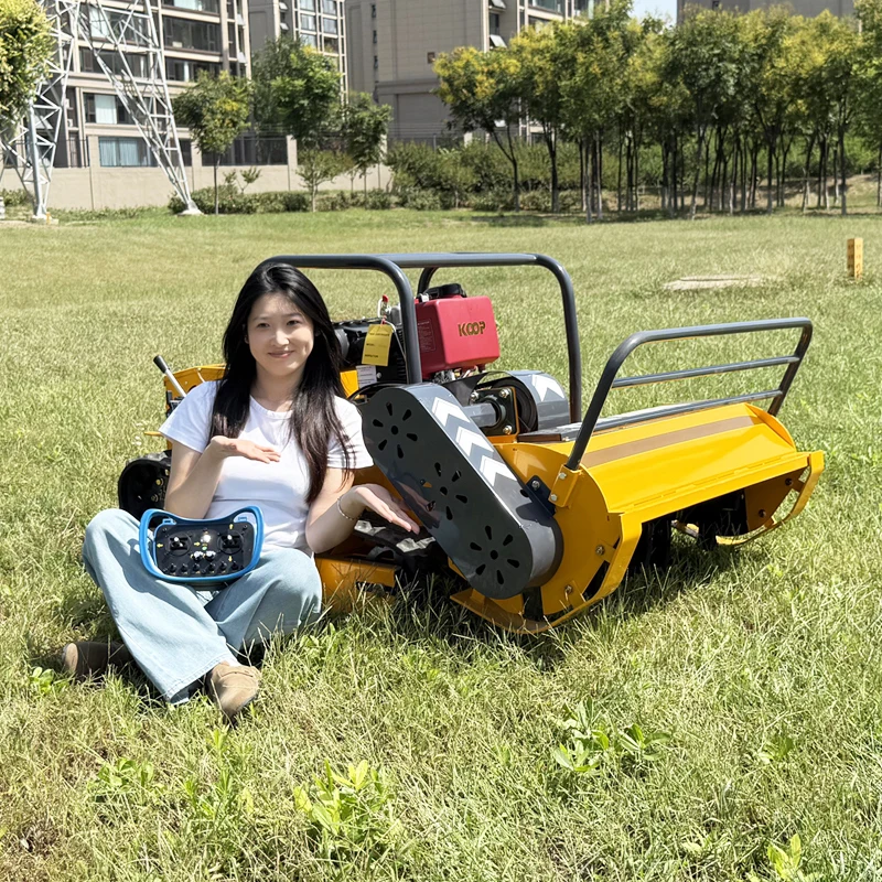 Customized Remote Control Flail Lawn Mower - CE EPA Approved All Terrain Rubber Track Grass Cutting Robot