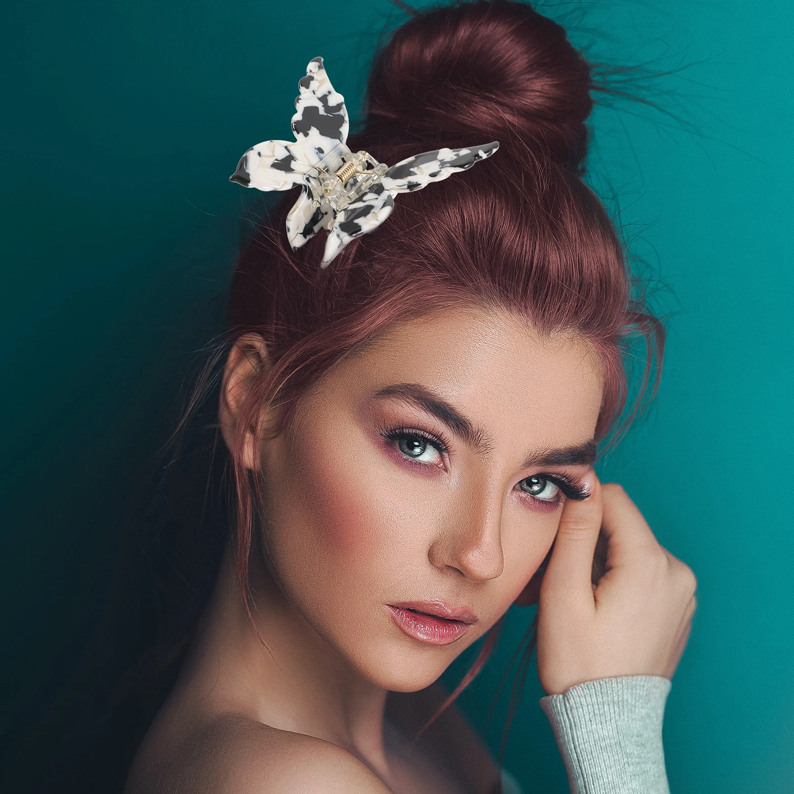

Stylish Butterfly Clip Claw For Thick Hair Acetate Non-Fading Firm Grip Women Teens Decorative Half-Up Hairstyle Tool Hair
