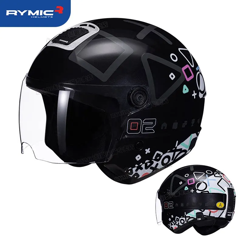 RYMIC NE02 Electric Motorcycle Helmet Men's and Women's Retro Cruising Half Helmet Four Seasons Hard Hat 헬멧반모 casco moto