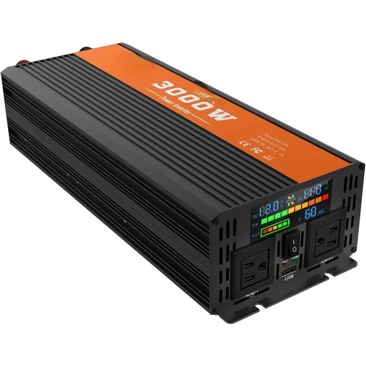 

Power Inverter 3000 Watt, Car/Outdoor 12V DC to 110V AC Converter, with LED Display, Dual AC Outlets, USB Port, Dual Smart Fans