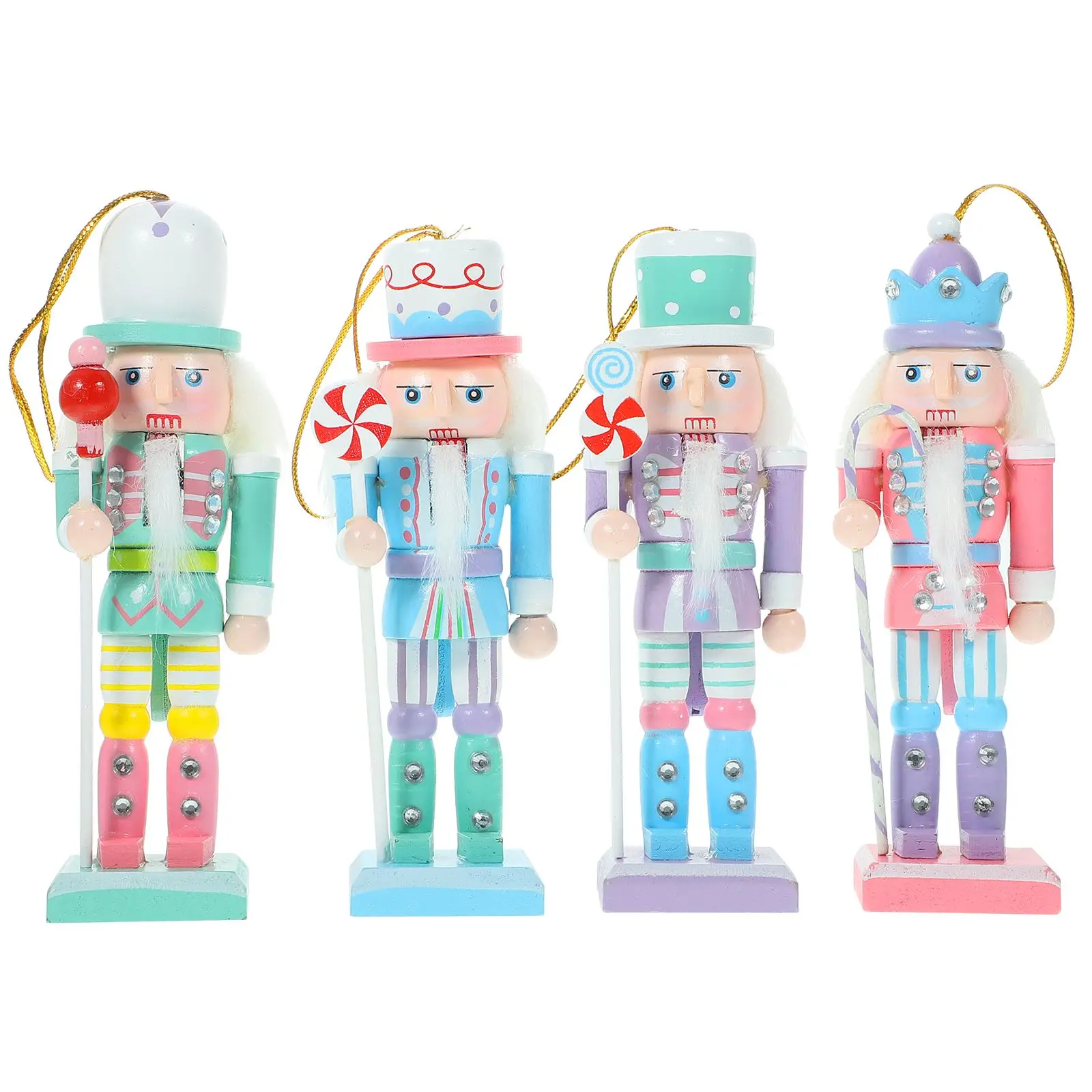 

4Pcs Wood Nutcrackers Figure Xmas Christmas Decor Soldier Nutcracker Statue Table Centerpiece Ornaments Figurine Party Decor