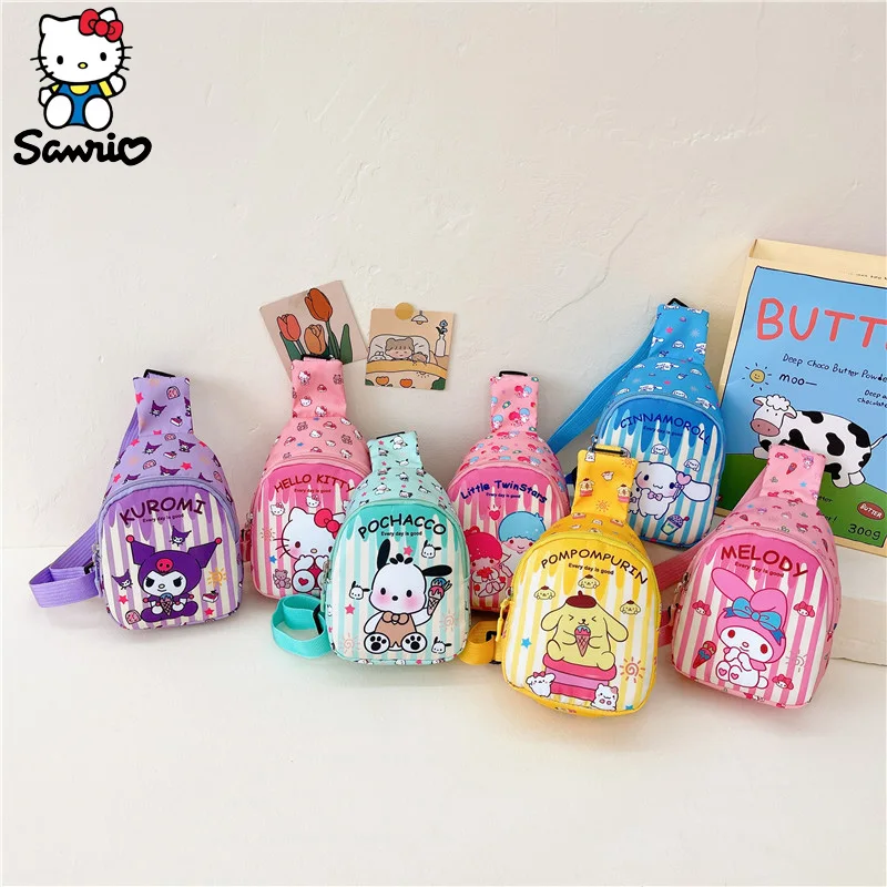 Fashion Sanrio Coin Purse Cinnamoroll Bag Children Chest Bag Kuromi Crossbody Boy Girl Hello Kitty Messenger Bag Pochacco Pouch