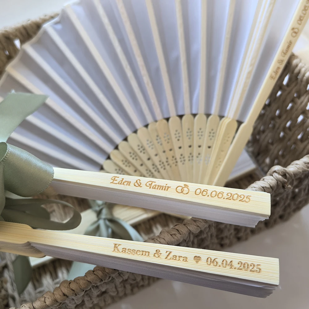 Ventilador de tecido de casamento personalizado, ventilador de mão dobrável elegante, decoração de casamento, presentes para convidados, nome personalizado