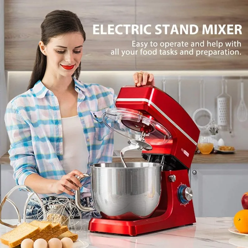 7.5 Quart Stand Mixer, 660W 6-Speed Tilt-Head Kitchen Electric Food Mixer with Beater, Dough Hook, Wire Whip, and Egg Separator