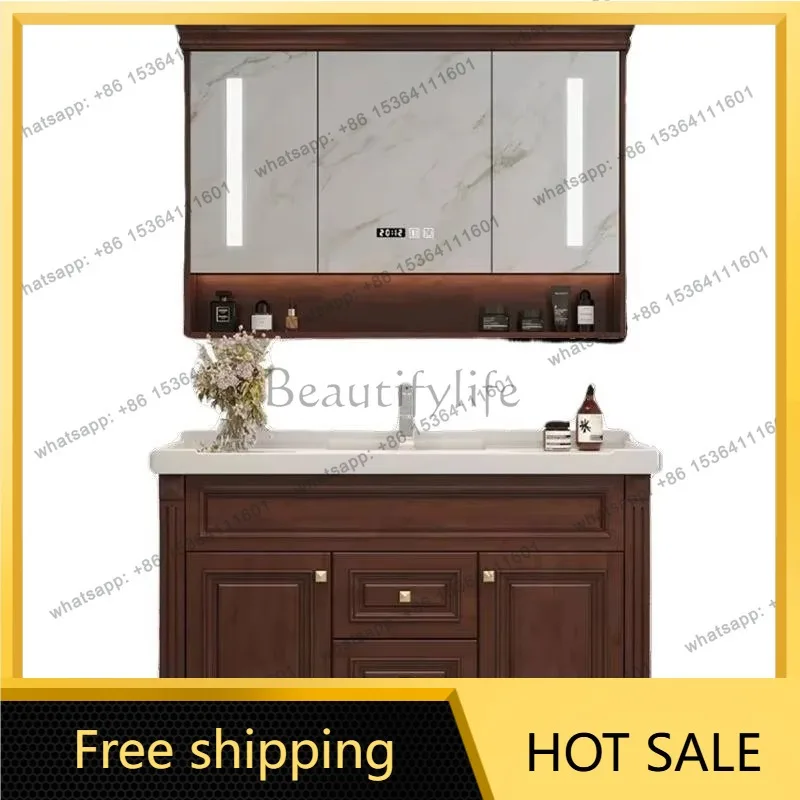 Floor Standing Bathroom Cabinet Wooden Modern Mirror Storage Bathroom Cabinet Tall Space Saver