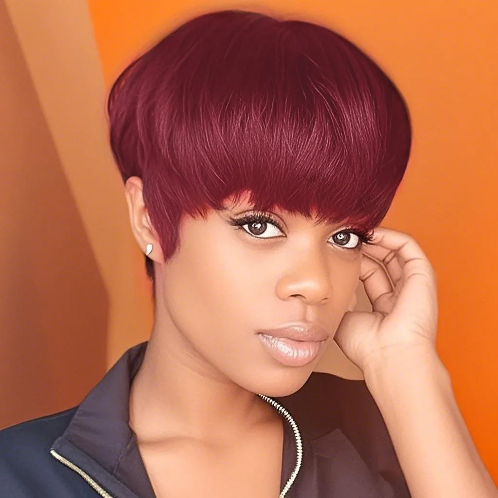 باروكة بيكسي مصنوعة آليًا باللون الأسود والبني للاستخدام اليومي للحفلات، باروكة شعر بشري قصيرة مفرودة بقص عابث #2