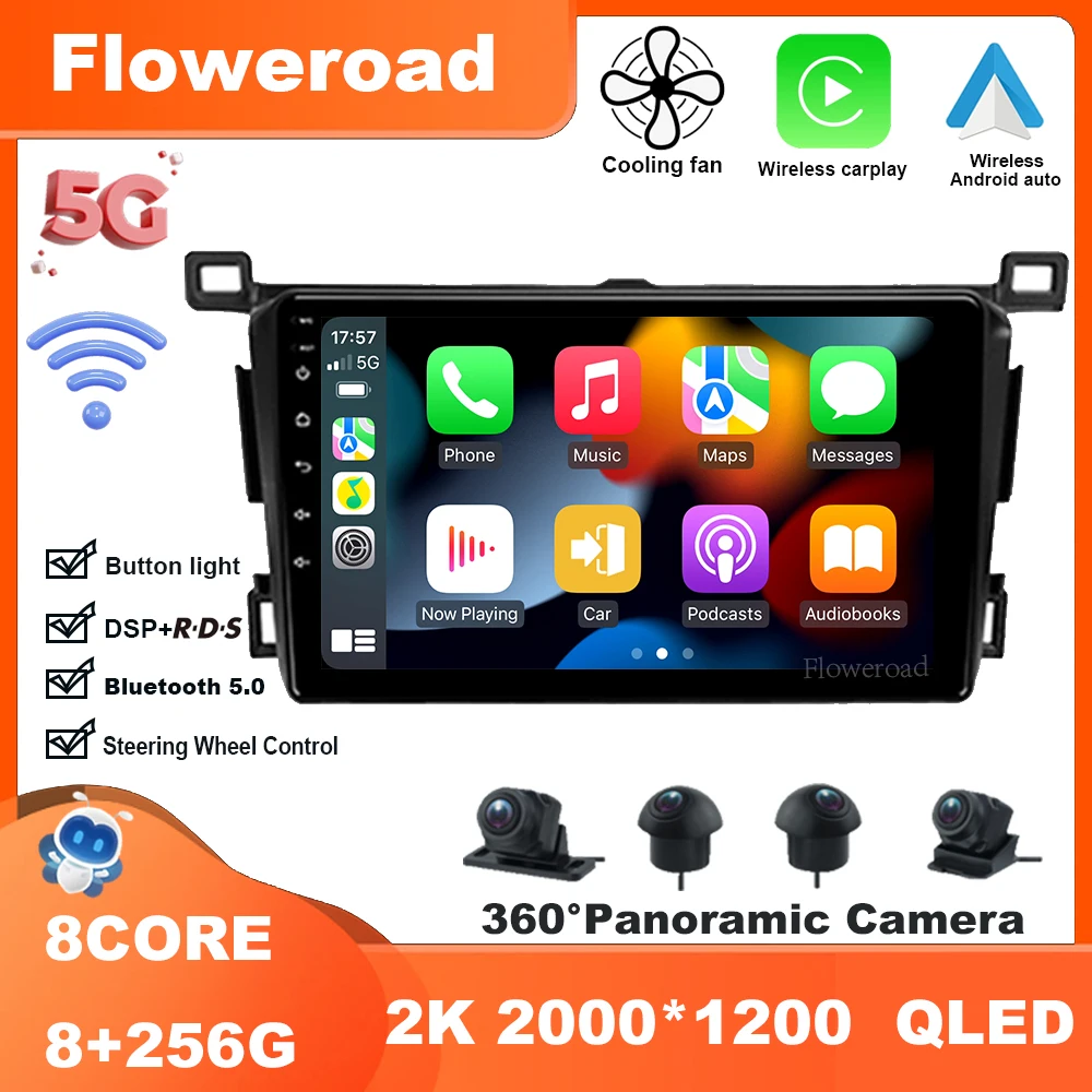 Android13 Radio Multimedi Video Player Navigation stereo For Toyota RAV4 4 XA40 5 XA50 2012-2018 Carplay Auto 5GWiFi BT DSP GPS