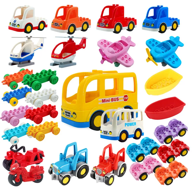 Big Building Blocks Accessories Bus Truck Car Traffic City Series Compatible Large Bricks Children Kids Assembly Educational Toy