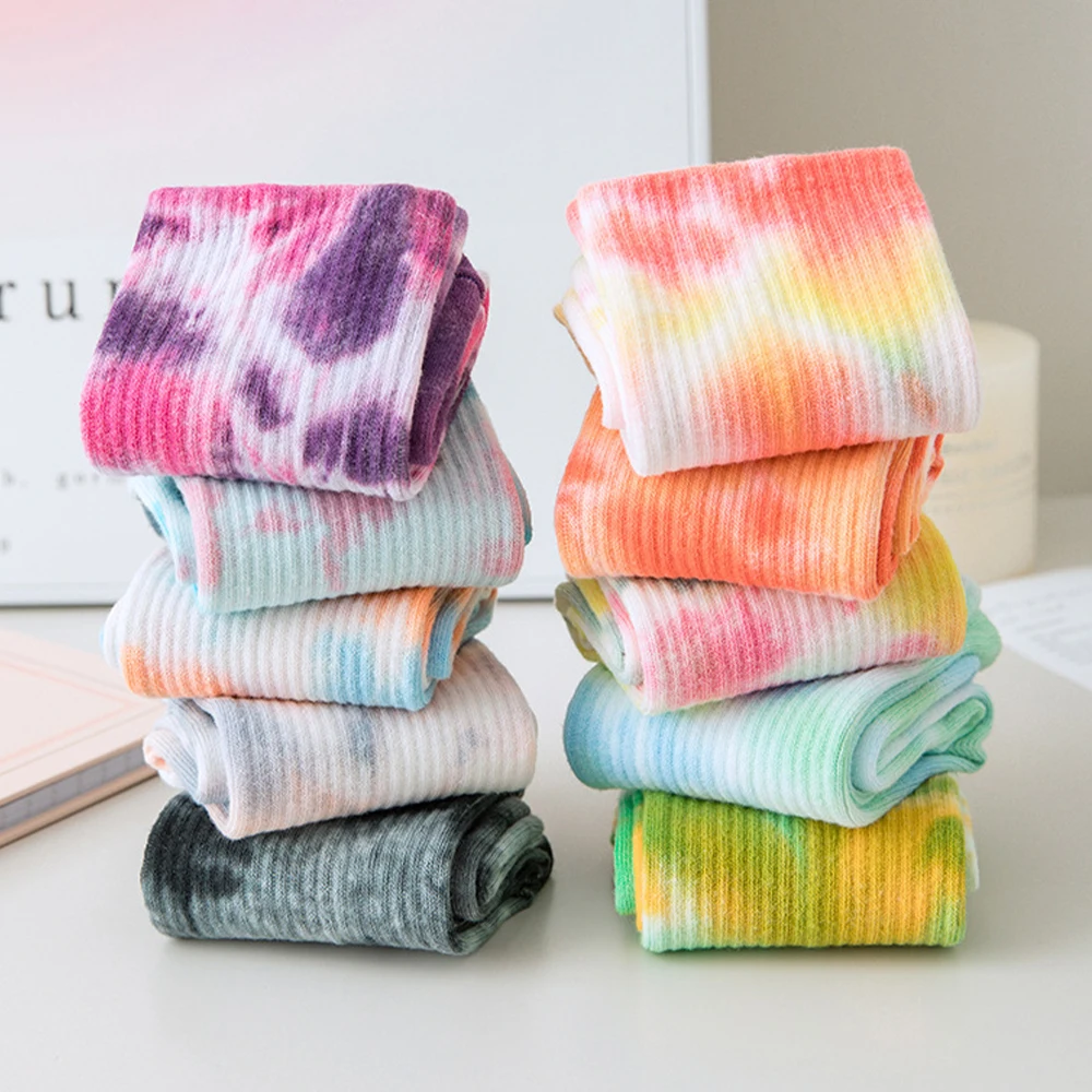 1 para kobiet skarpetki do pilatesu Tie-Dye antypoślizgowe oddychające bawełniane Fitness sportowy treningu jogi i skarpetki podłogowe chwytu do