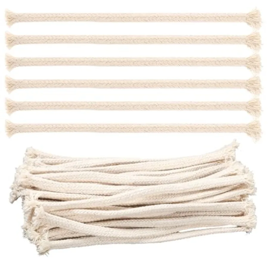 20 Mechas Redondas de Algodón de 1/4'' (0.65 pies) para Lámparas de Aceite, Mechas Trenzadas de Repuesto para Lámparas de Aceite y Velas