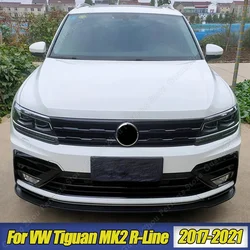 Dla VW Tiguan MK2 Rline 2017-2021 przedni zderzak samochodowy siatka środkowy Grill listew do grilla nakrycie naklejki na wykończenie Body zestawy tuningowe