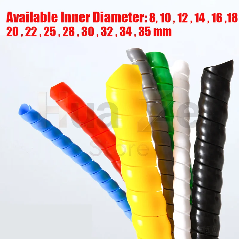 1/5Meters 8mm ~ 35mm Line Organizer Pipe Protection Flexible Spiral Wrap Winding Cable Wire Protector Cable Sleeve Cover Tube