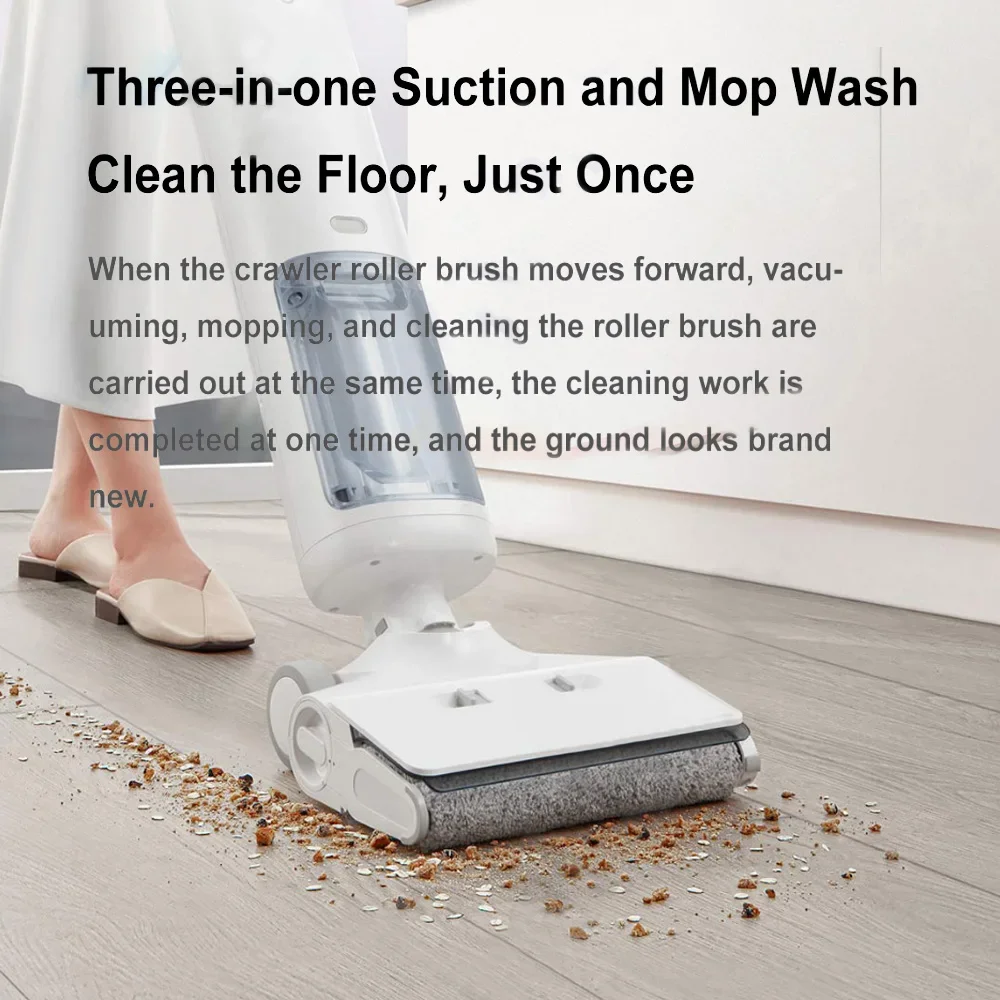 NEW XIAOMI MIJIA Wireless Vacuum Cleaner Mops Floor Cleaning Scrubber Crawler Roller Brush 3-In-1 Smart Real-Time Self-Cleaning