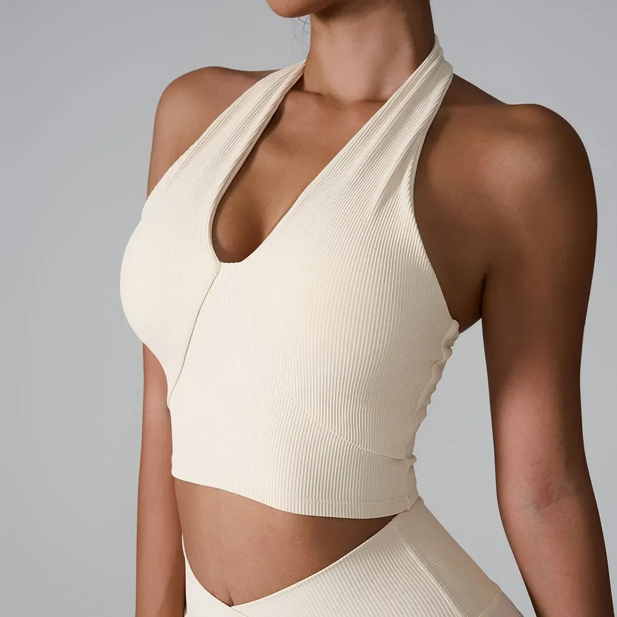 

New Yoga Vest Sports Underwear Women Hanging Neck Beauty Back Sports Bra Shock-proof Running Fitness Tight Vest Yoga Wear Top