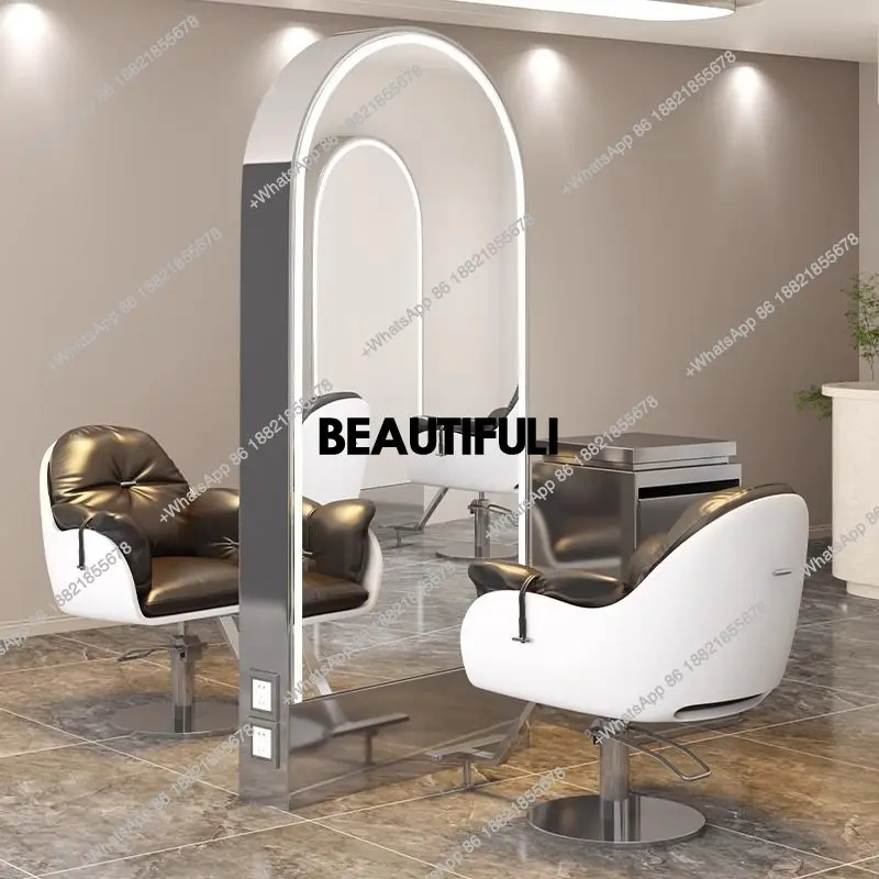 mirror floor-to-ceiling single and double-sided hair salon special stainless steel hairdresser mirror stand customization