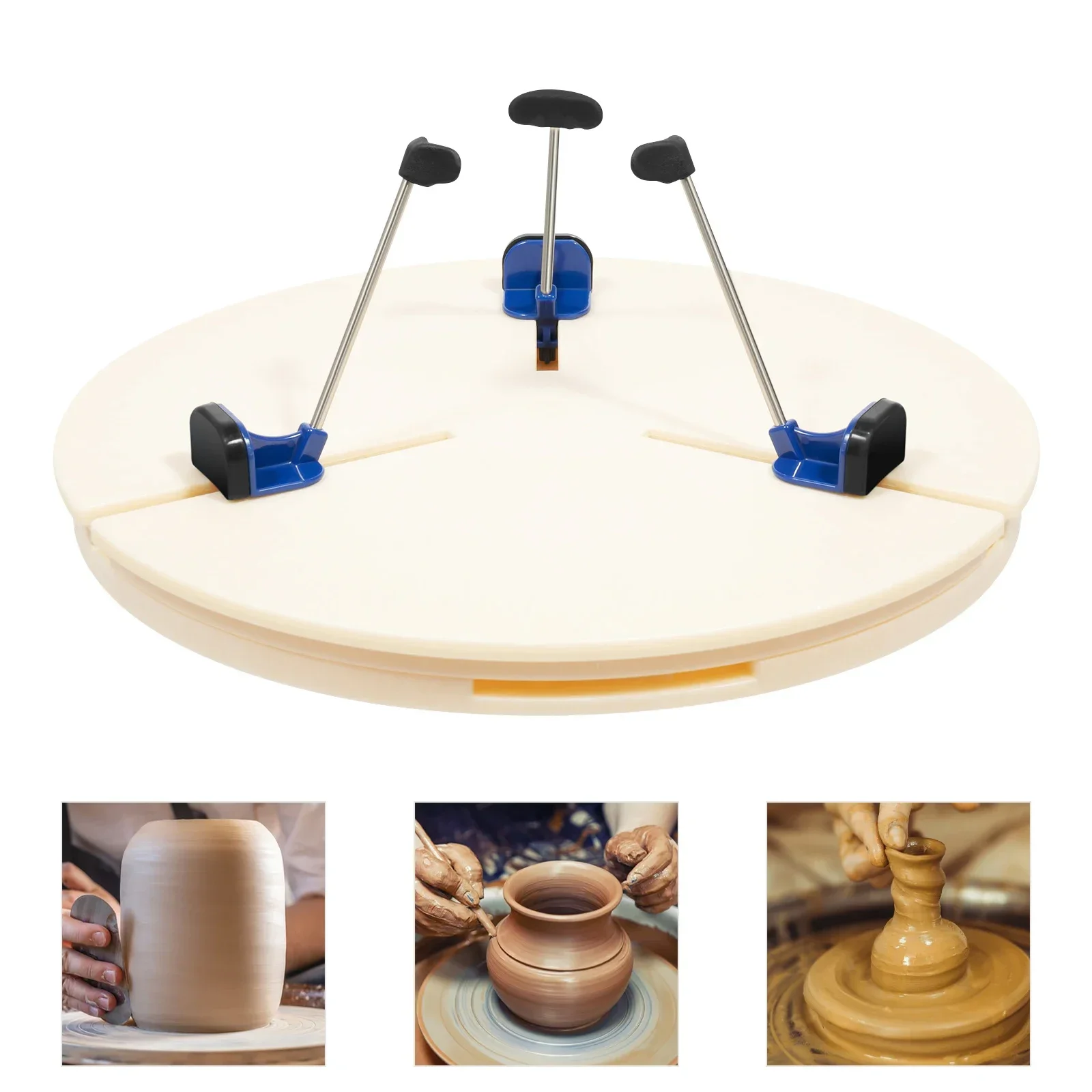 Portable Ceramic Pottery Trimming Turntable Tools Sculpting Clamp Repair Tools for Ceramic Beginners Professionals (White)