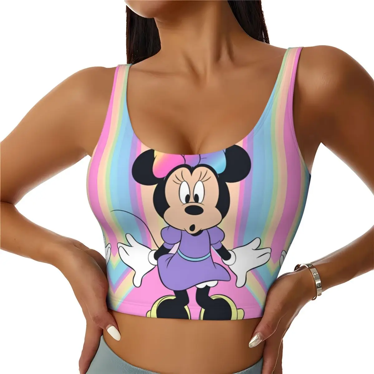 

Пользовательские Минни мультфильмы милые кавайные укороченные топы для тренировок женские аниме спортивные бюстгальтеры для бега
