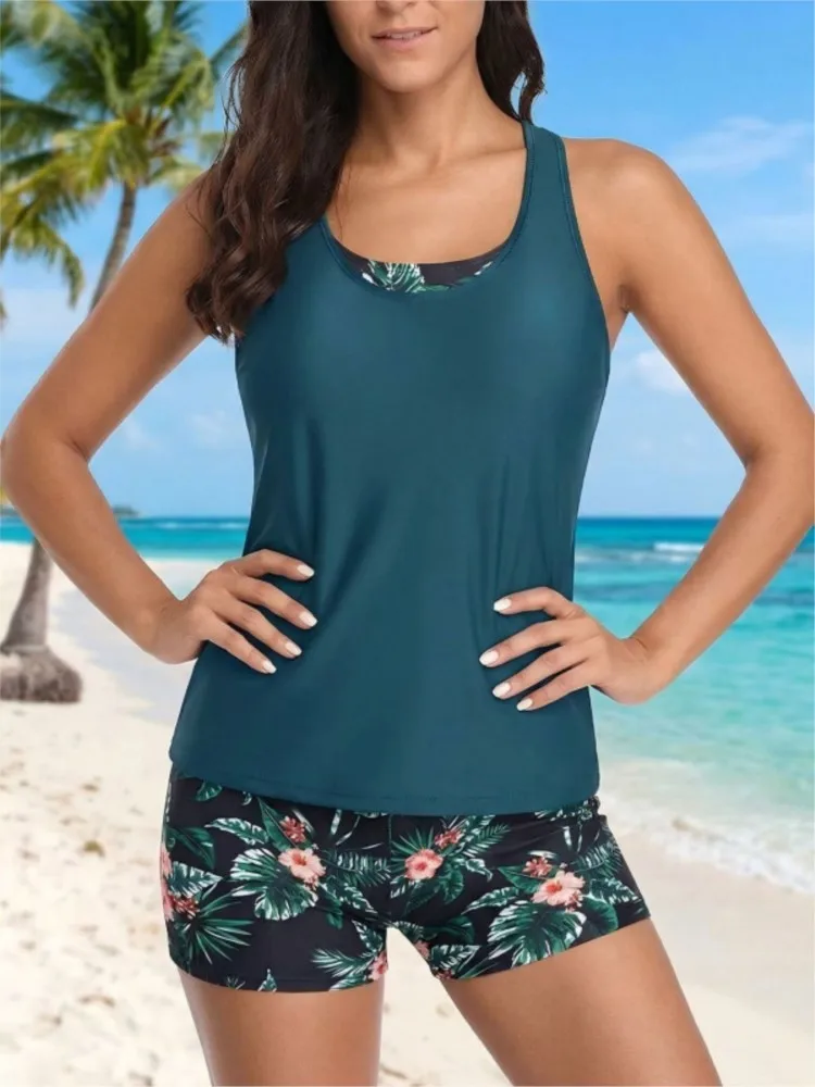 Neuer High-Waist Tankini-Set Sexy Badeanzug Damen Sommer Bademode Bikini-Set Ärmellos Strand Schwimmanzug für Frauen