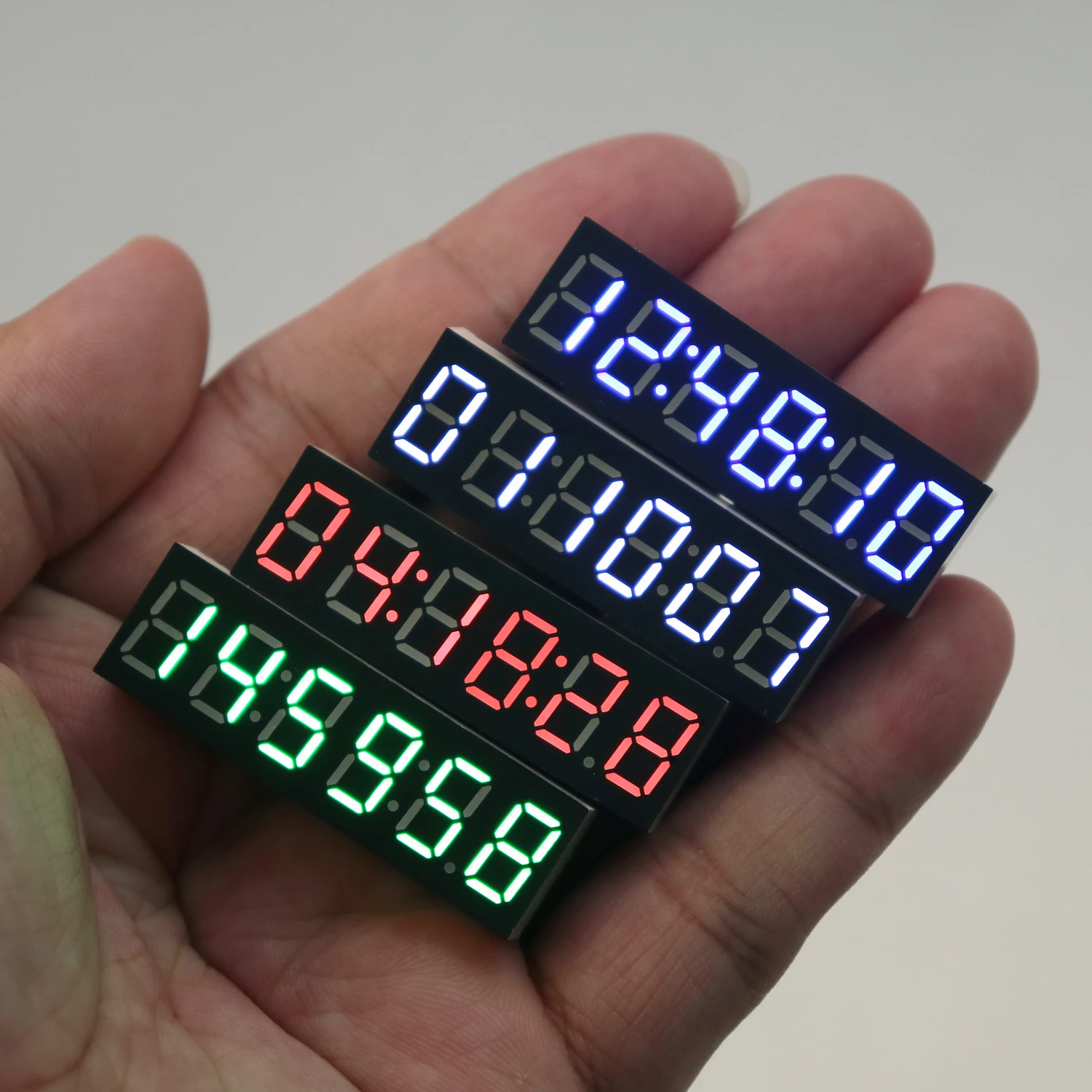 Mini 0.36 inch 6-Digit LED Digital Electronic Clock with Second Display 12/24H Power Off Memory DIY DC 5V/12V Module for Vehicle